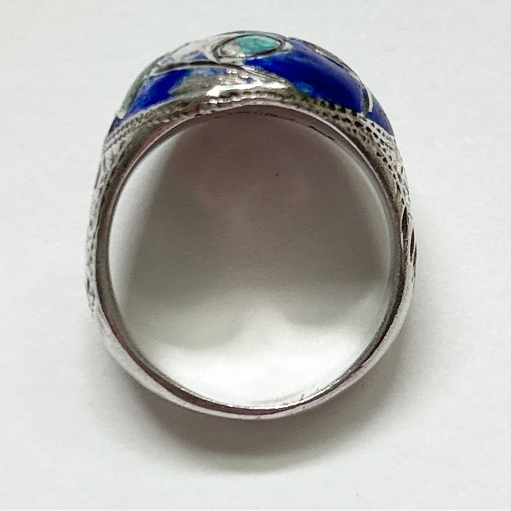 Vintage Siam Colorful Enamel Sterling Silver Ring - Picture 8 of 11
